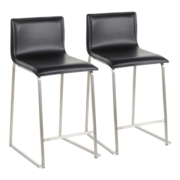 LumiSource Mara Counter Stools, Black/Stainless Steel, Set Of 2 Stools