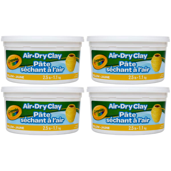 Crayola Air Dry Clay Buckets, 2.5 Lb, Yellow, Pack Of 4 Buckets