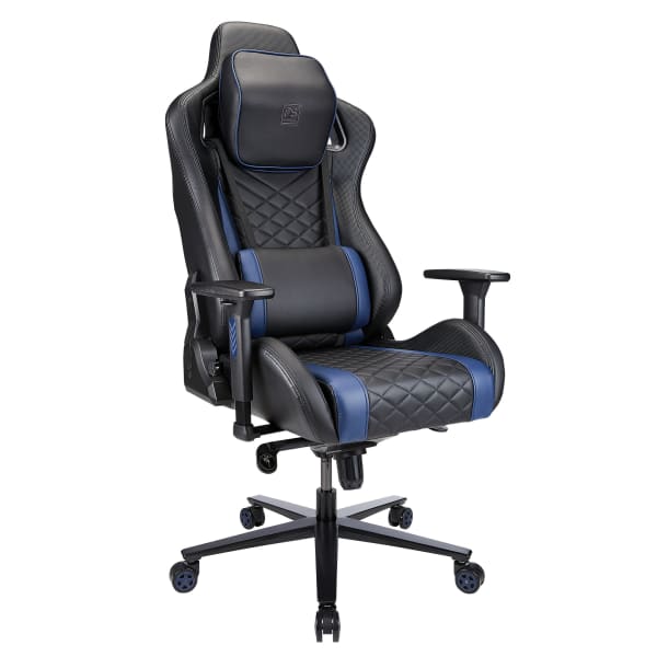 RS Gaming Davanti Vegan Leather High-Back Gaming Office Chair, Black/Blue, BIFMA Compliant