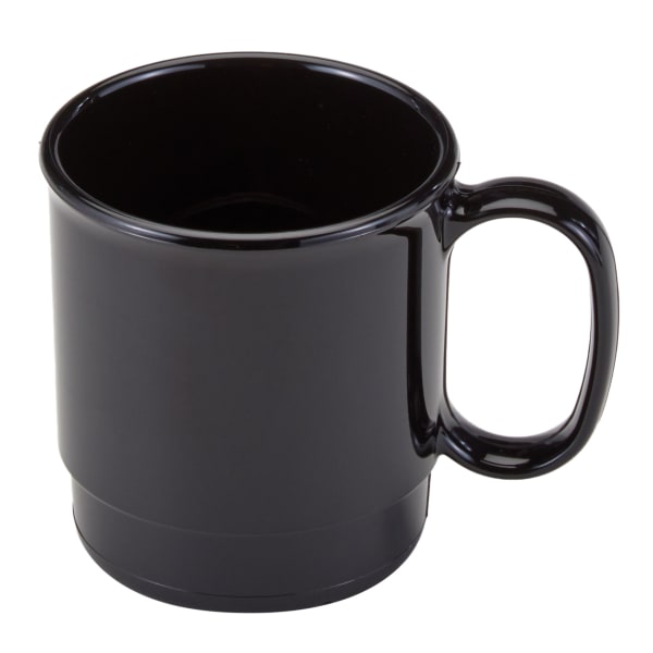 Cambro Camwear Dinnerware Mugs, 7.5 Oz, Black, Pack Of 48 Mugs