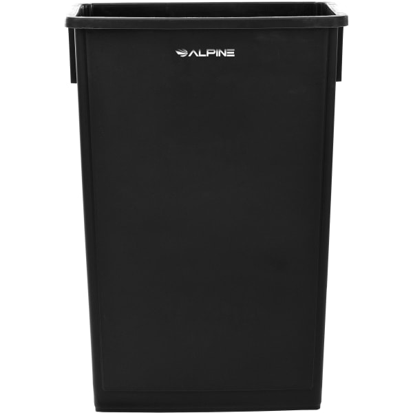 Alpine Rectangular Polypropylene Slim Trash Can, 23 Gallons, Black