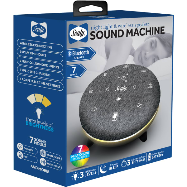 Sealy SL-HW-SN-102-GY Bluetooth Sound Speaker With Night Light, Gray