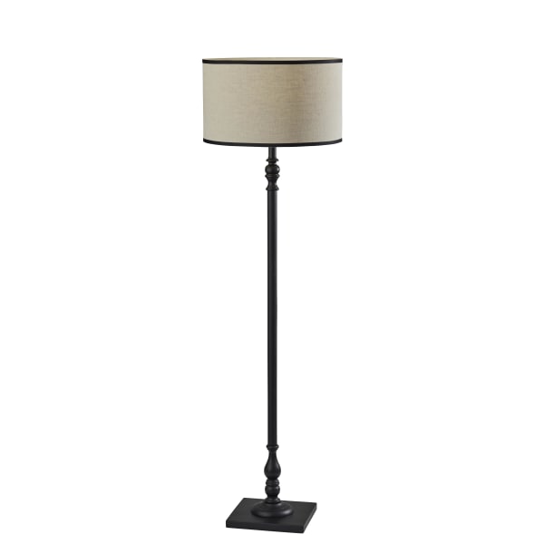 Adesso Zeek Floor Lamp, 58-3/4inH, Cream Shade/Black Base