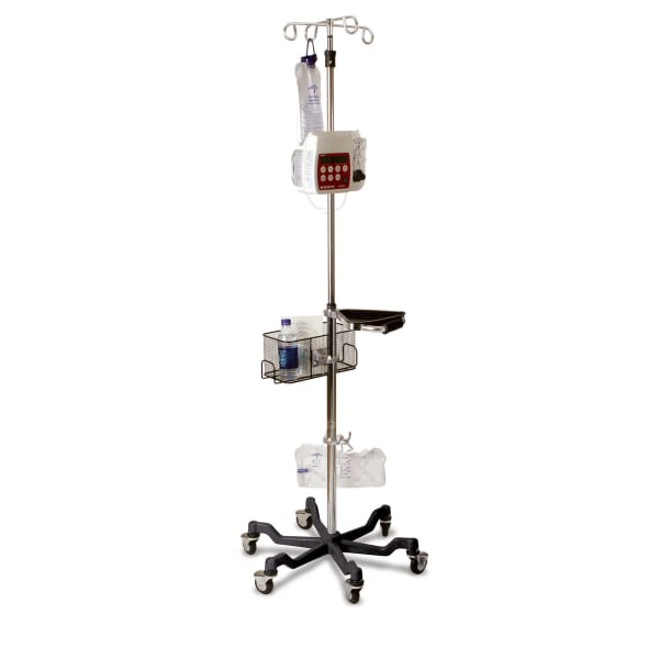 Medline 6-Leg Heavy-Duty IV Stands, 73in - 99 1/2in x 24in, Black/Stainless Steel, Pack Of 2