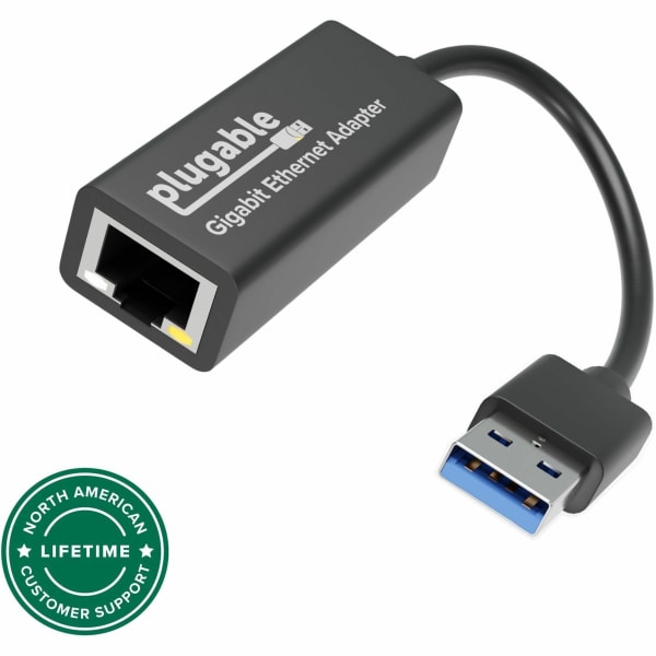 Plugable USB to Ethernet Adapter, USB 3.0 to Gigabit Ethernet - Supports Windows 10, 8.1, 7, XP, Linux, Chrome OS, TAA Compliant