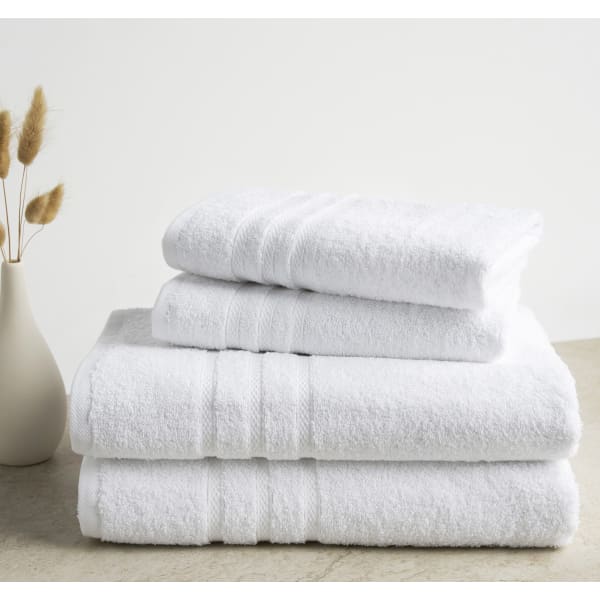 HSM Bath Towels, Dolce Vita, 27in x 54in, White, Diamond Dobby Border, Total Qty 26