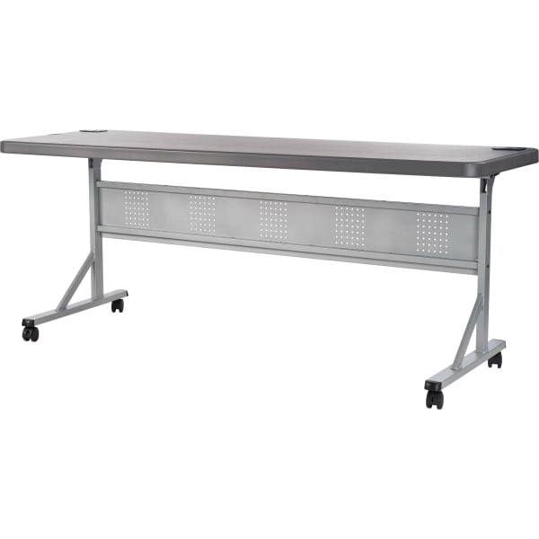 National Public Seating Flip-N-Store Table, 29-1/2inH x 24inW x 60inD, Charcoal Slate/Gray