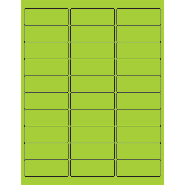Tape Logic Permanent Labels, LL173GN, Rectangle, 2 5/8in x 1in, Fluorescent Green, Case Of 3,000