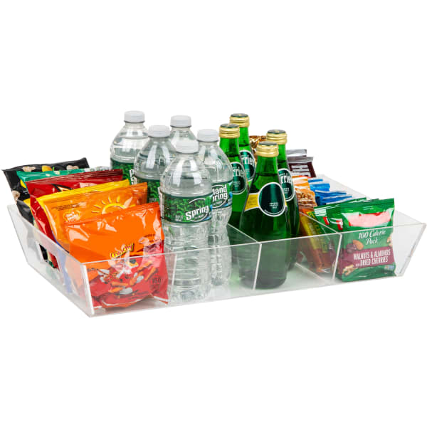 Mind Reader Snack Tray Condiment Organizer, 3-3/8inH x 11-3/8inW x 19-1/4inD, Clear