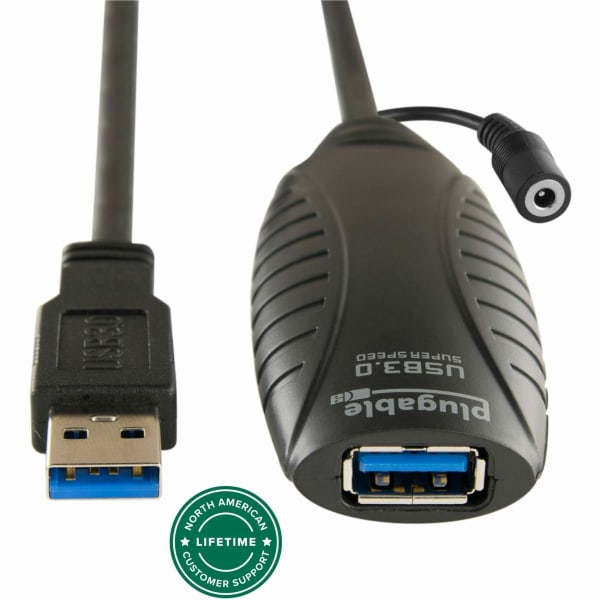 Plugable - USB extension cable - USB Type A (M) to USB Type A (F) - USB 3.0 - 33 ft - with 12V AC power adapter