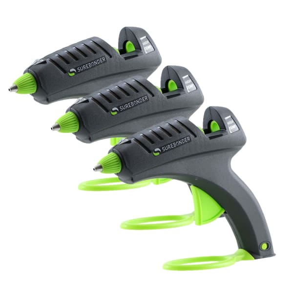 Surebonder 40W Plus Series High Temperature Hot Glue Guns, Black/Lime, Pack Of 3 Glue Guns