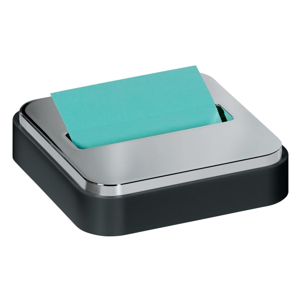 Post-it Pop Up Notes Dispenser, 3 in x 3, 1 Dispenser, 1 Pad, 45 Sheets/Pad, Clean Removal, Black Base with Steel Top