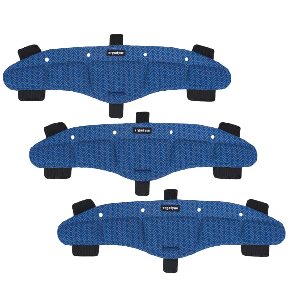 Ergodyne Chill-Its 6611 Hard Hat Cooling Sweatband Pads, Blue, Pack Of 3 Pads