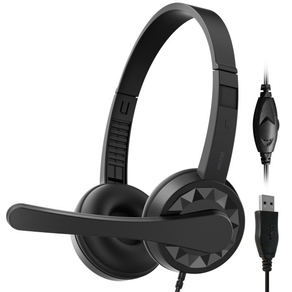 Delton 12Y Stereo On-Ear USB Type-A Headset, Black, Total Qty 1