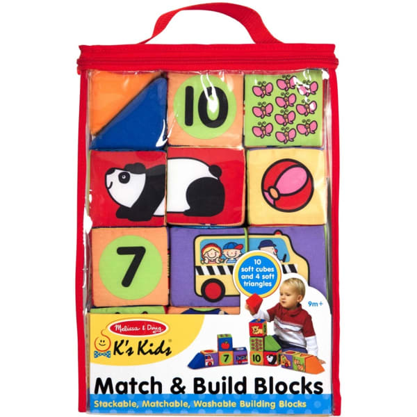 Melissa & Doug Match & Build Soft Blocks, 14 Pieces