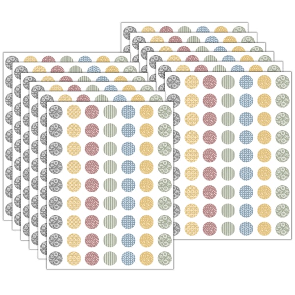 Teacher Created Resources Mini Stickers, 1/2in, Classroom Cottage, 378 Stickers Per Pack, Bundle Of 12 Packs