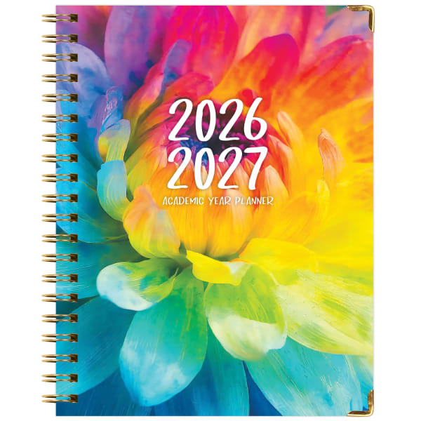 2026-2027 Excello Brands 14-Month Academic Year Hardcover Weekly/Monthly Fashion Planner, 8-1/2in x 11in, Rainbow Petals, May To June, Total Qty 1