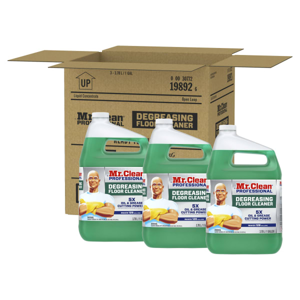 Mr. Clean Professional Degreasing Floor Cleaner, 1 Gallon, Case Of 3 Jugs