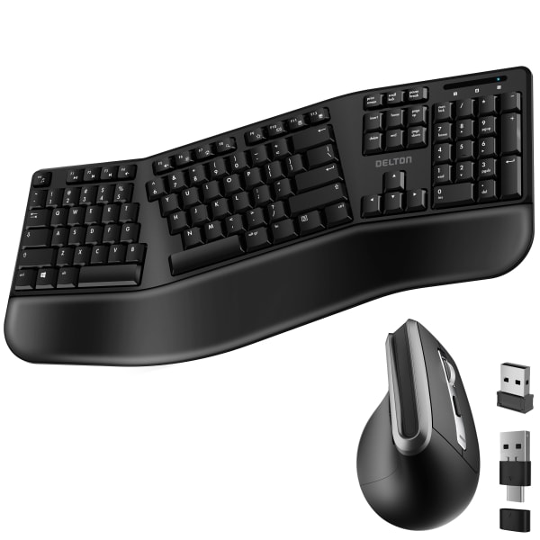 Delton G20 Ergonomic Wireless Keyboard And Mouse Combo, Black