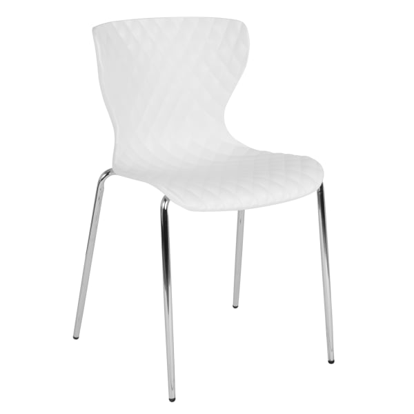 Flash Furniture Lowell Contemporary Design Plastic Stack Chair, White