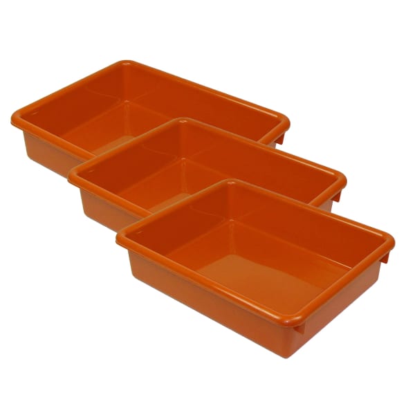 Romanoff Products Stowaway Letter Trays, 3inH x 10-1/2inW x 13inD, Orange, Pack Of 3 Trays
