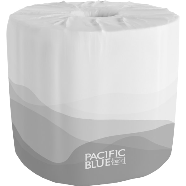 Pacific Blue Basic Standard Roll Toilet Paper - 2 Ply - 4in Width x 4in Length - 550 Sheets/Roll - Embossed - White - 80 / Carton