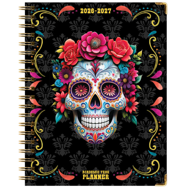 2026-2027 Excello Brands 14-Month Academic Year Hardcover Weekly/Monthly Fashion Planner, 8-1/2in x 11in, Sugar Skull, May To June, Total Qty 1