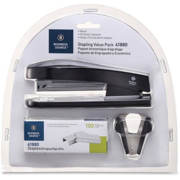 Business Source Stapling Value Pack - Staples Upto 20 Sheet of 20lb Paper - Holds Upto 210 Staple - Full Strip - 3 / Pack - Black
