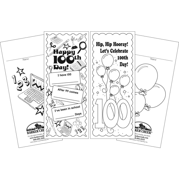 Barker Creek Bookmark Duets, 100th Day, Pack Of 60