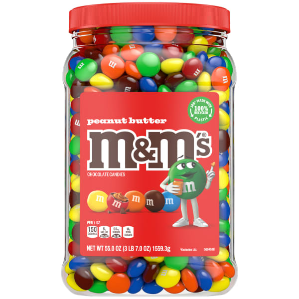 M&Ms Peanut Butter Milk Chocolate Candy Jar, 55 Oz