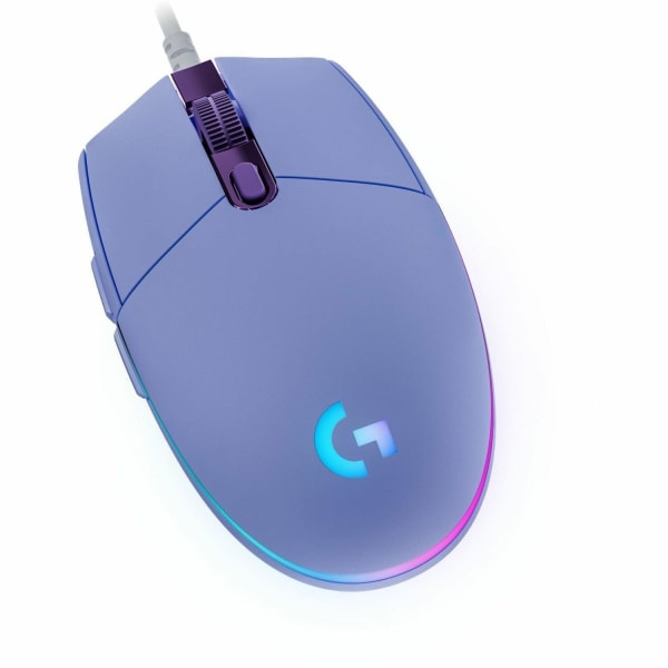 Logitech G203 Wired Gaming Mouse, 8, 000 DPI, Rainbow Optical Effect LIGHTSYNC RGB, 6 Programmable Buttons, Lilac, 910005851