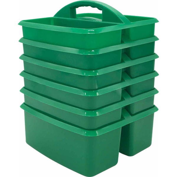 Teacher Created Resources Plastic Storage Caddies, 5-1/4inH x 9-1/4inW x 9inD, Green, Pack Of 6 Caddies