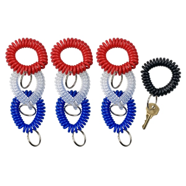 Baumgartens Wrist Coil Key Chains, Assorted Colors, Pack Of 10 Key Chains