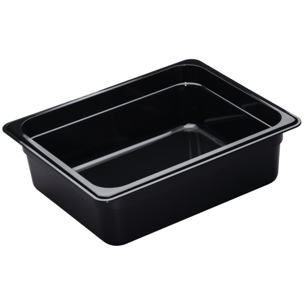 Cambro Camwear GN 1/2 Size 4in Food Pans, 4inH x 10-1/2inW x 12-3/4inD, Black, Set Of 6 Pans