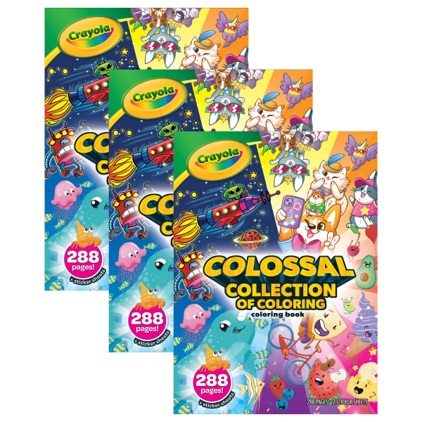 Crayola Colossal Collection Of Coloring, 288 Pages & 2 Sticker Sheets, Pack Of 3