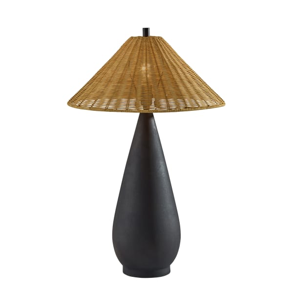 Adesso Lorelei Table Lamp, Black/Brown Rattan Shade