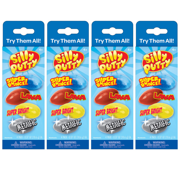Crayola Silly Putty Variety Pack, Set Of Assorted Colors, 4 Per Pack,