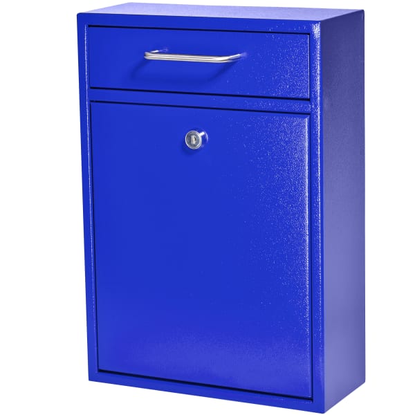 Mail Boss Locking Security Drop Box, 16-1/4inH x 11-1/4inW x 4-3/4inD, Bright Blue