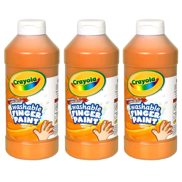 Crayola Washable Finger Paint, 16 oz, Orange, Pack Of 3