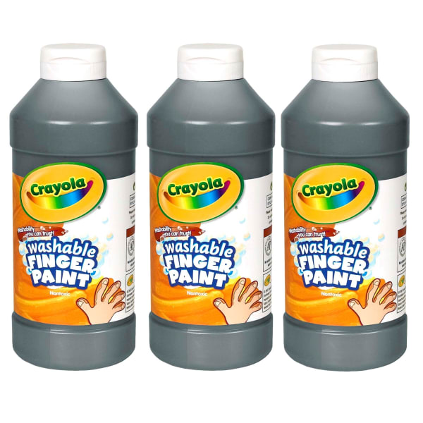 Crayola Washable Finger Paint, 16 oz, Black, Pack Of 3