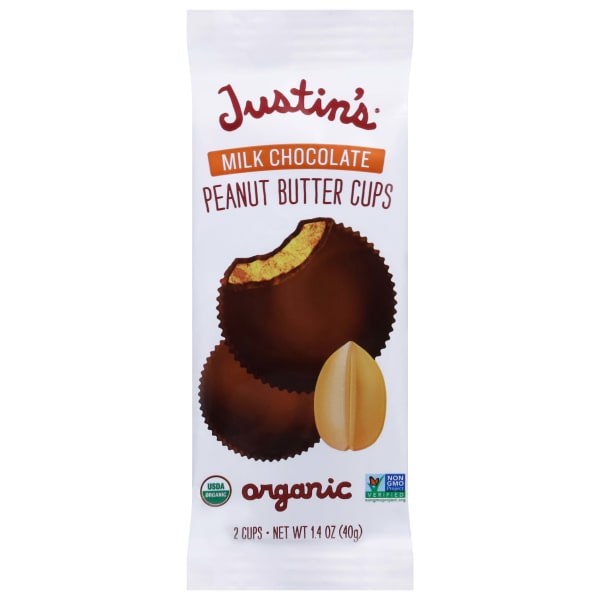 Justins Nut Butter Cups, Organic Peanut Butter Milk Chocolate, 1.4 Oz, Total Qty 12