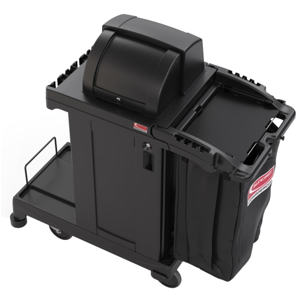 Suncast Commercial Resin Cleaning Cart, High Security, 46-5/8inH x 2-1/2inW x 43-7/16inD, Black