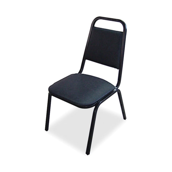 Lorell Banquet Stack Chair, Vinyl, Black, Set Of 4
