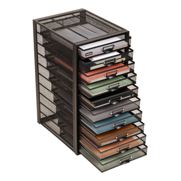 Mind Reader File Storage Drawers Multi-Purpose Desk Organizer, 21-1/4inH x 14inW x 10-3/4inD, Black