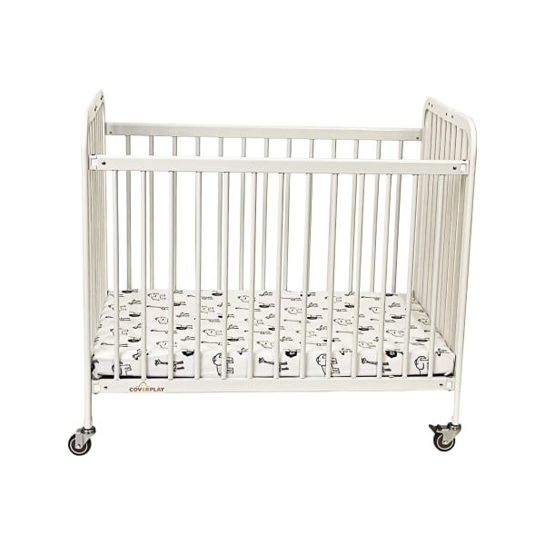 Coverplay Compact Metal Infant Crib, 26inH x 36inW x 39-1/2inD, White/Gray