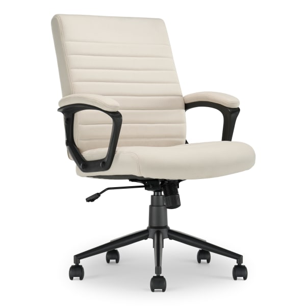 Click365 Transform 3.0 Ergonomic Vegan Leather Mid-Back Managers Chair, Off-White