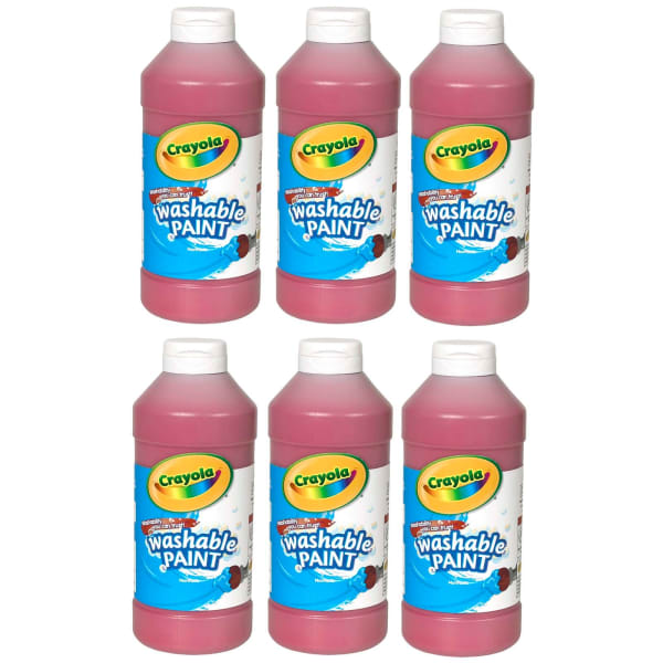 Crayola Washable Paint, 16 oz, Red, Pack Of 6