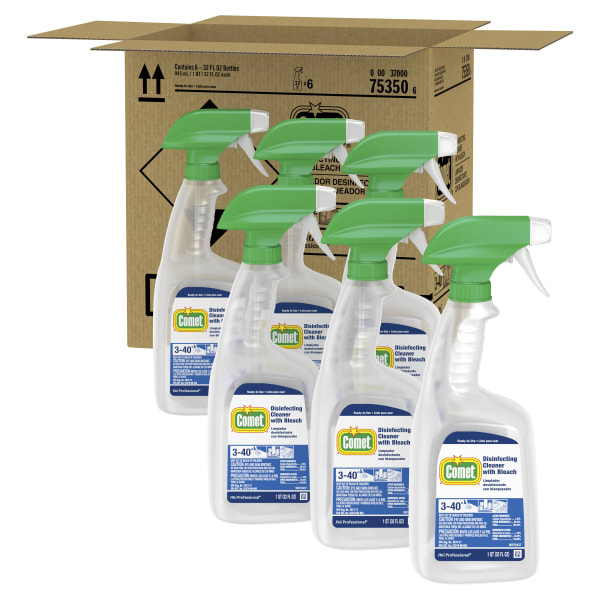 Comet Disinfecting Cleaner Spray With Bleach, 32 Oz Bottle, Case Of 8 (4 Trigger per case)