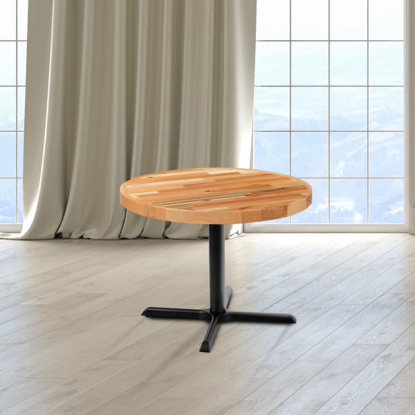 Flash Furniture Round Butcher Block Style Table Top, 30in, Natural