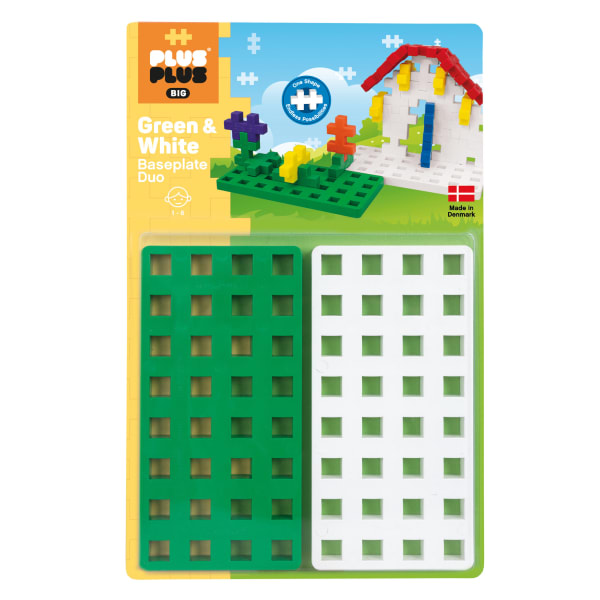 Plus-Plus Building Blocks Big Baseplate Duo, Green & White, Pack Of 2